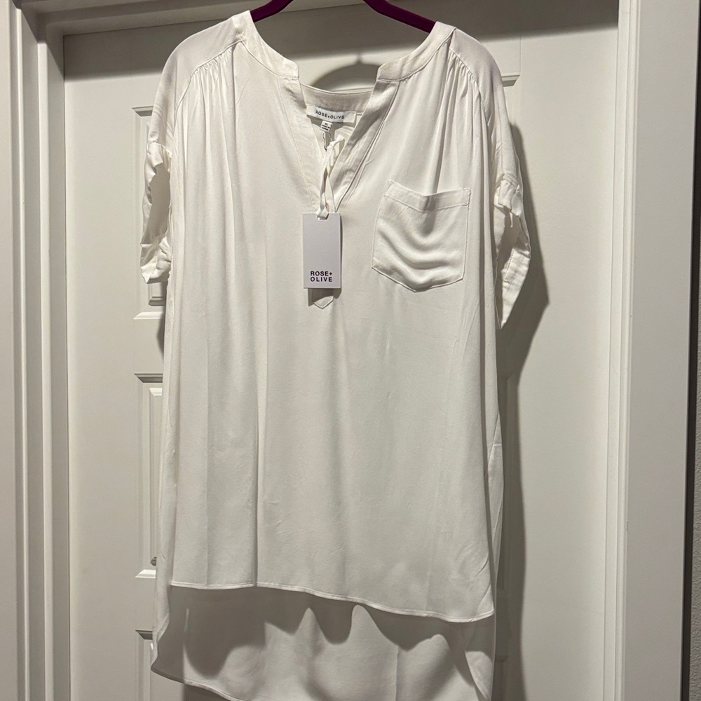 Rose & Olive White Blouse Tunic XL NWT